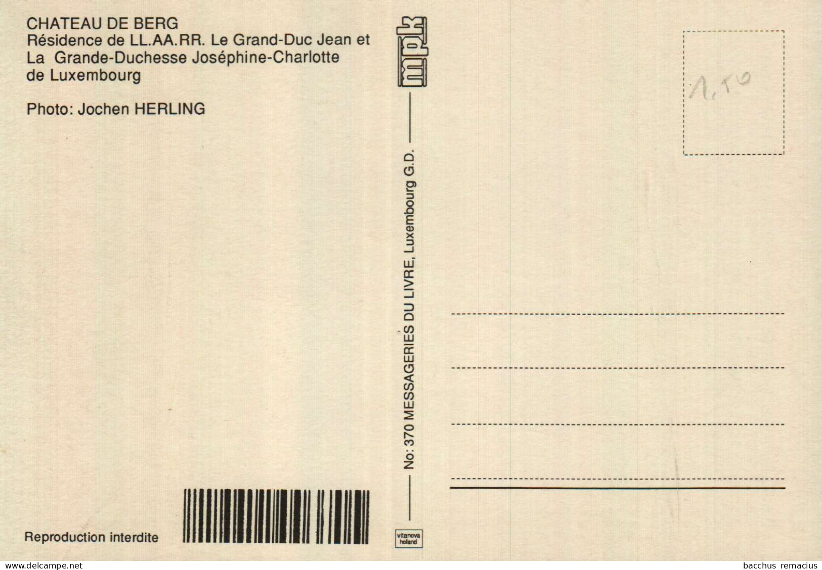 CHATEAU De BERG - Résidence De LL.AA.RR. Le Grand-Duc Jean Et La Grande-Duchesse Joséphine-Charlotte - Colmar – Berg
