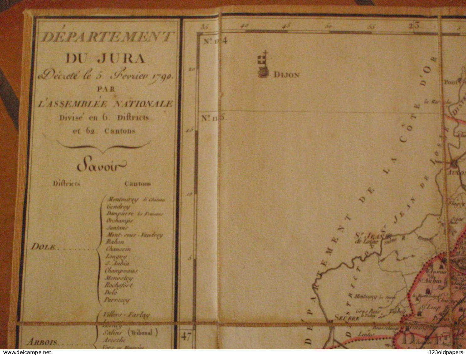 Carte Entoilée Du XVIII Eme  JURA  61/52 CM 1790 A PARIS CHEZ DUMEZ RUE DE LA HARPE - Geographical Maps