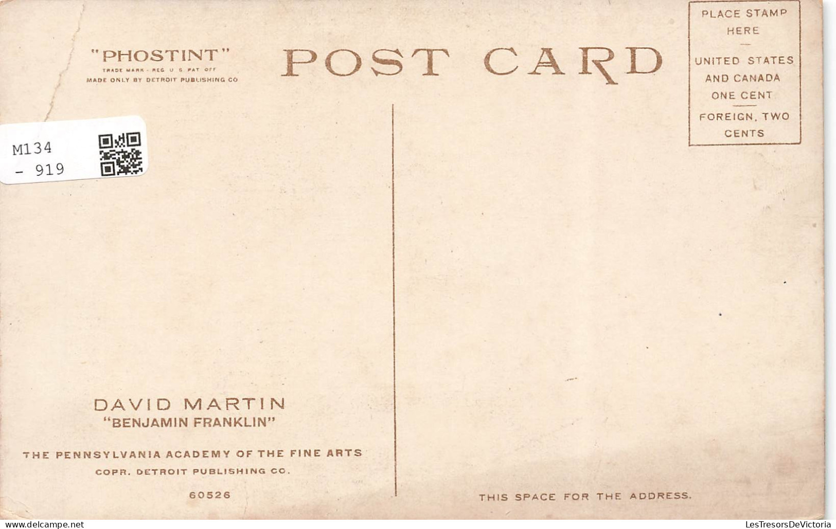 [-5%] TABLEAUX - David Martin - Benjamin Franklin - The Pennsylvania Academy Of The Fine Arts - Carte Postale Ancienne - Malerei & Gemälde
