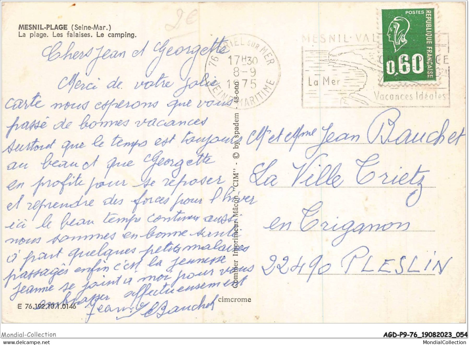 AGDP9-76-0719 - MESNIL-PLAGE - La Plage - Les Falaises - Le Camping - Mesnil-Val