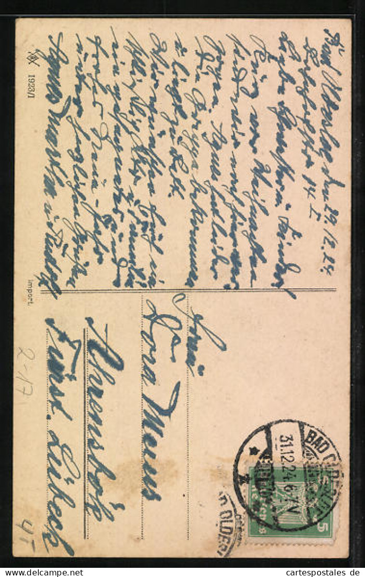 AK Ortspartie Mit Postkutsche Im Schnee, Neujahrsgruss - Post