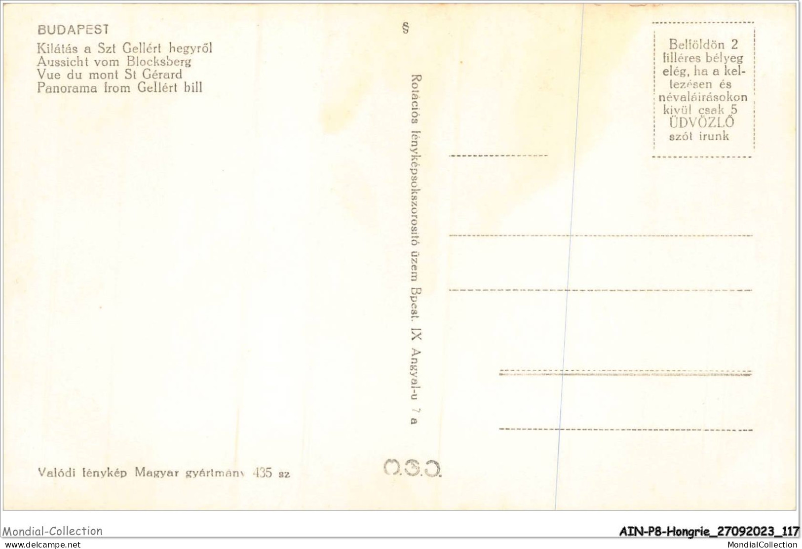 AINP8-HONGRIE-0713 - BUDAPEST - Vue Du Mont St-Gerard - Ungarn