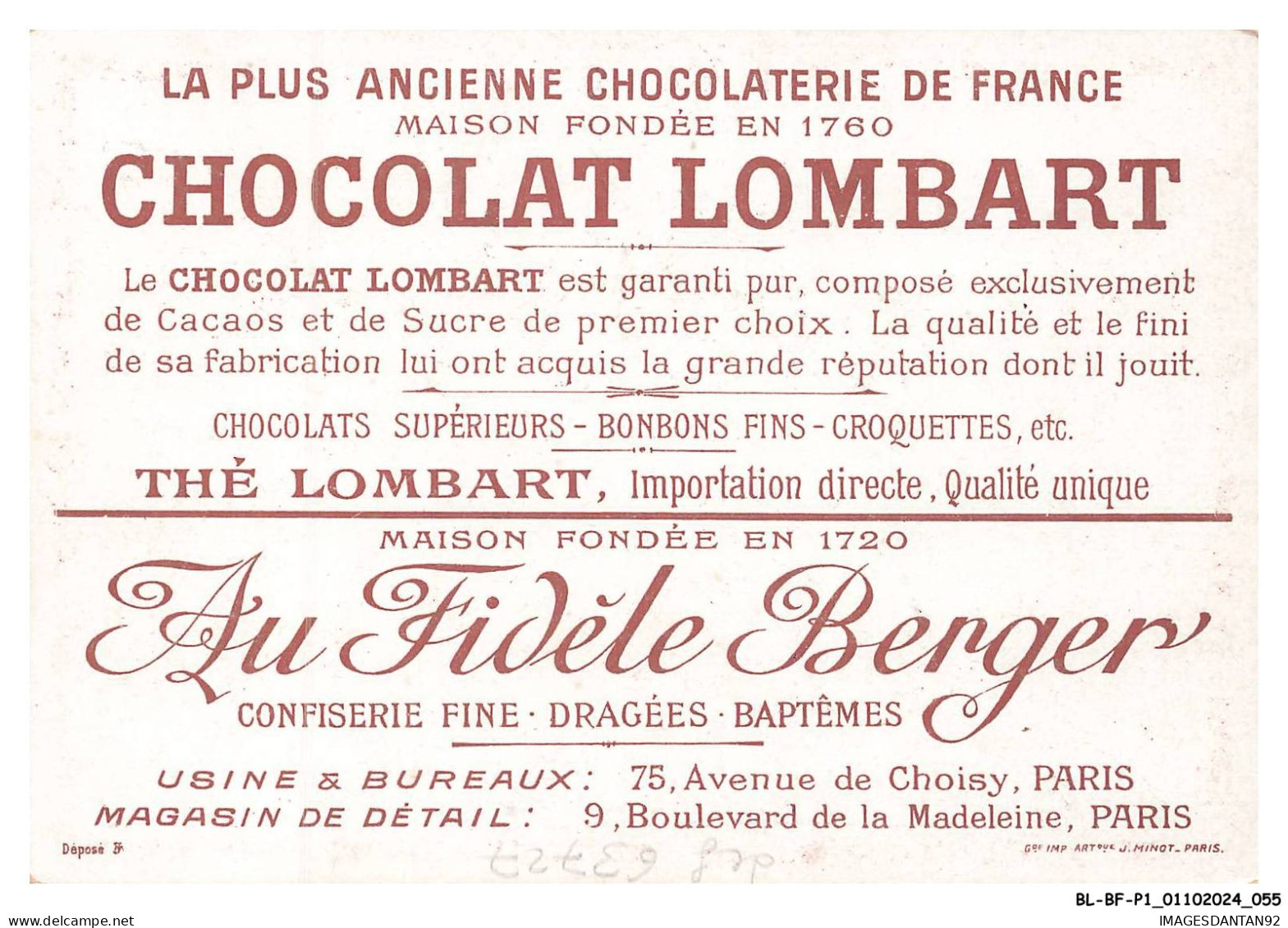 BL-BFP1-0028-CHROMOS - CHOCOLAT LOMBART - 29e Roi De France - Eudes - A Régné De 887 A 898 - Lombart