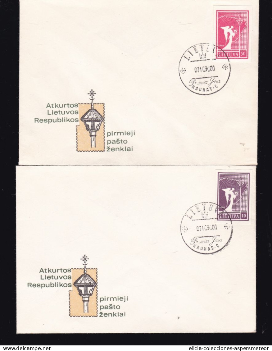 Lituania Sobre FDC Con Estampilla Atkurtos Lietuvos Respublicos Pirmieji Pasto Zenklai - Lithuania