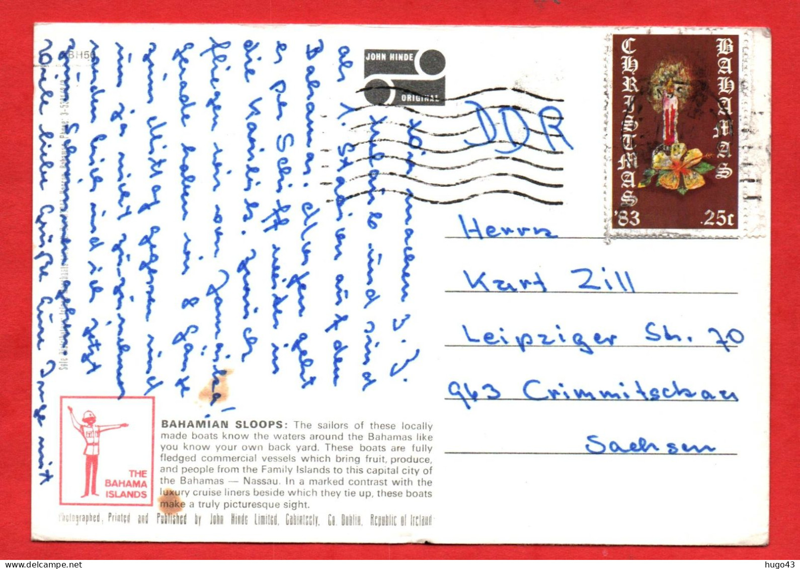 (RECTO / VERSO) ILES BAHAMAS / THE BAHAMA ISLANDS - BAHAMIAN SLOOPS AT NASSAU HARBOURG - BEAU TIMBRE - CPSM GF - Bahamas