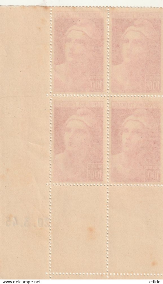 /// FRANCE  //// Coin Daté -   Marianne N° 733 -- Côte 83€ -- 4 Ex ** - 1940-1949