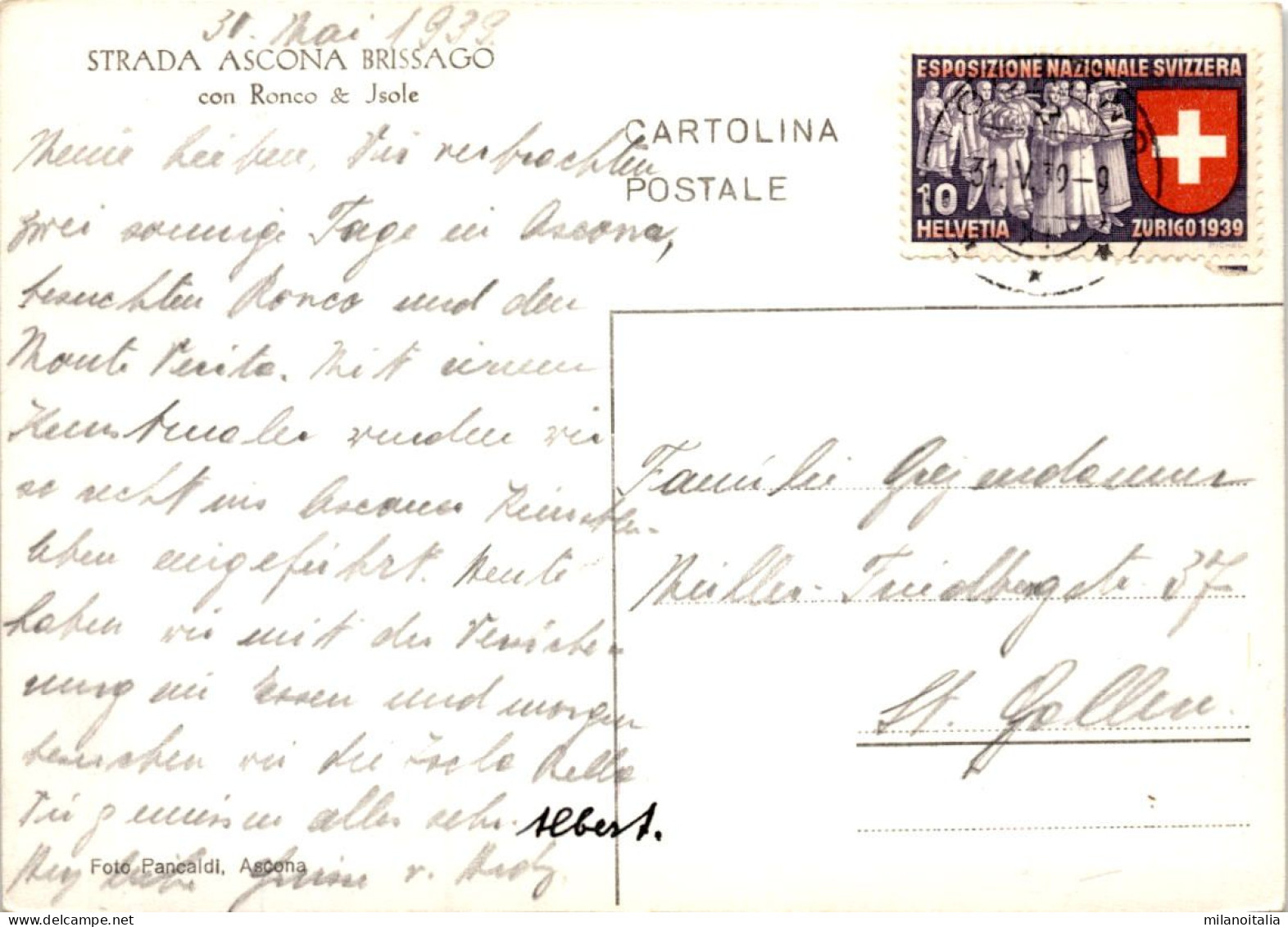 Strada Ascona Brissago Con Ronco & Isole (93) * 31. 5. 1939 - Ronco Sopra Ascona