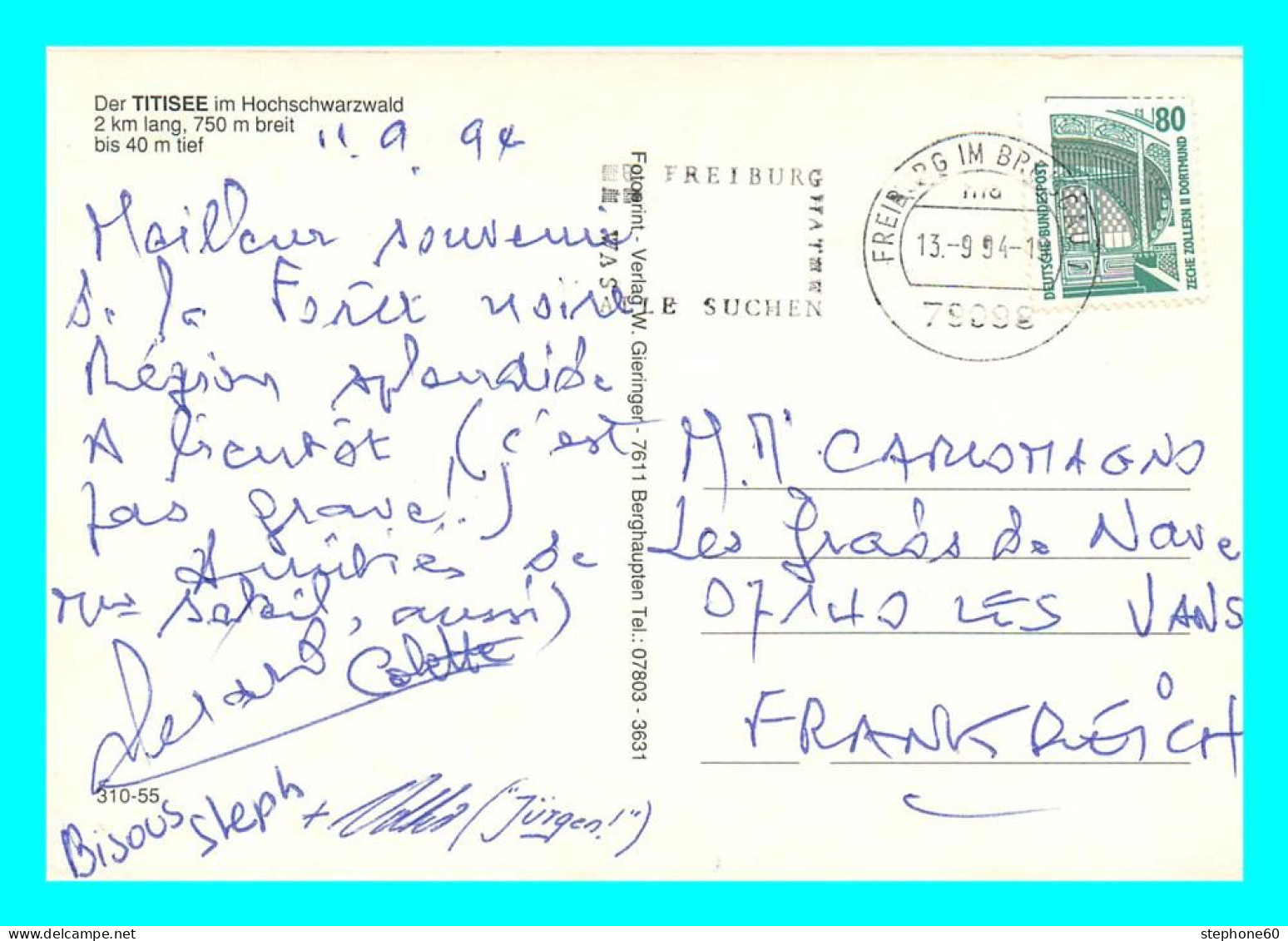 A856 / 165 Allemagne TITISEE Im Schwarzwald Multivues ( Timbre ) - Titisee-Neustadt