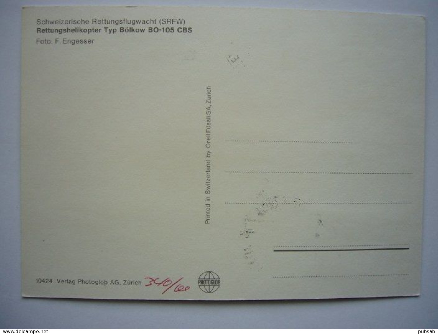 Avion / Airplane / SRFW - SCHWEIZERISCHE RETTUNGSFLUGWACHT / Helicopter / Bölkow BO-105 CBS - Hubschrauber