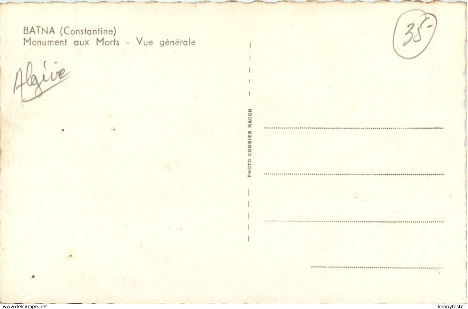 Batna, Monument Aux Morts, Vue Generale - Batna