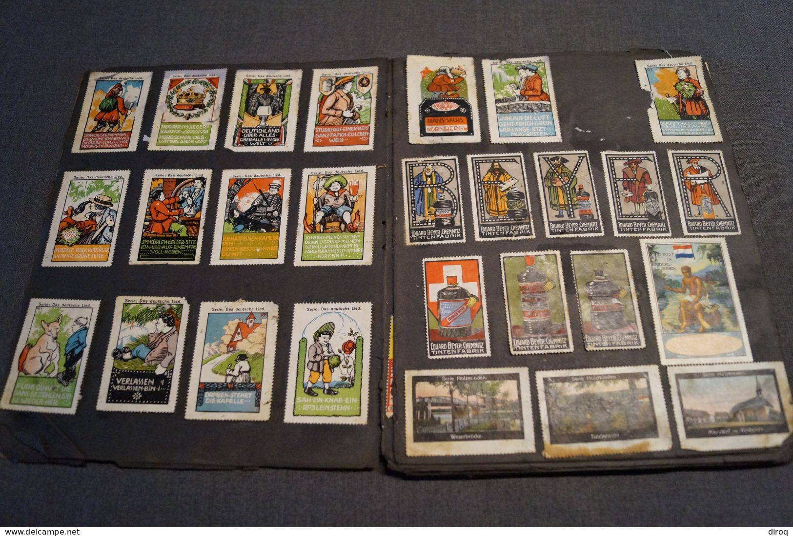 RARE,Album avec 690 timbres vignettes publicitaire,de 1910 à 1914,collection,collector