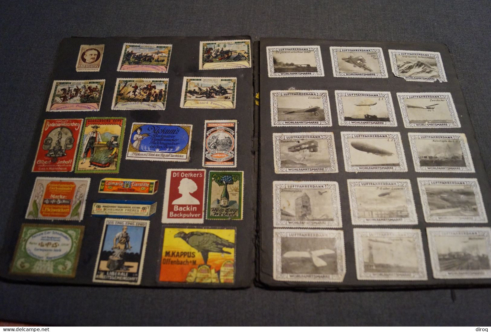 RARE,Album avec 690 timbres vignettes publicitaire,de 1910 à 1914,collection,collector