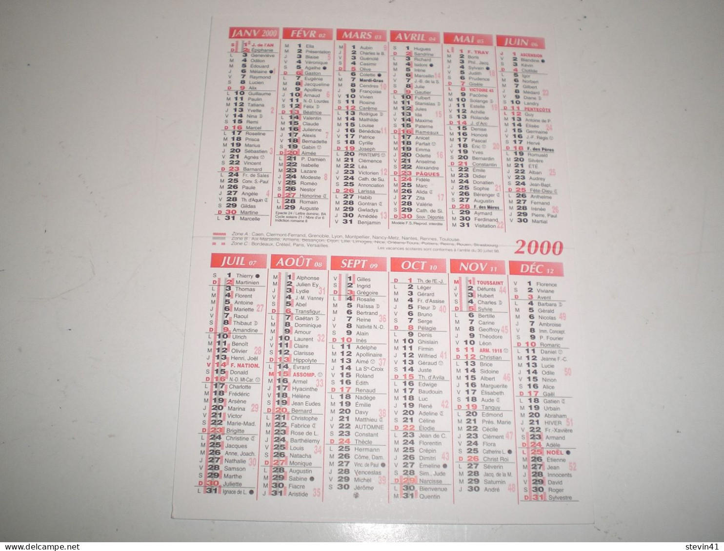 Calendrier De Poche 2000 Fleurs Avec Parties Dorés, éditions Simatis  (publicité, Petit, Mini) - Tamaño Pequeño : 2001-...