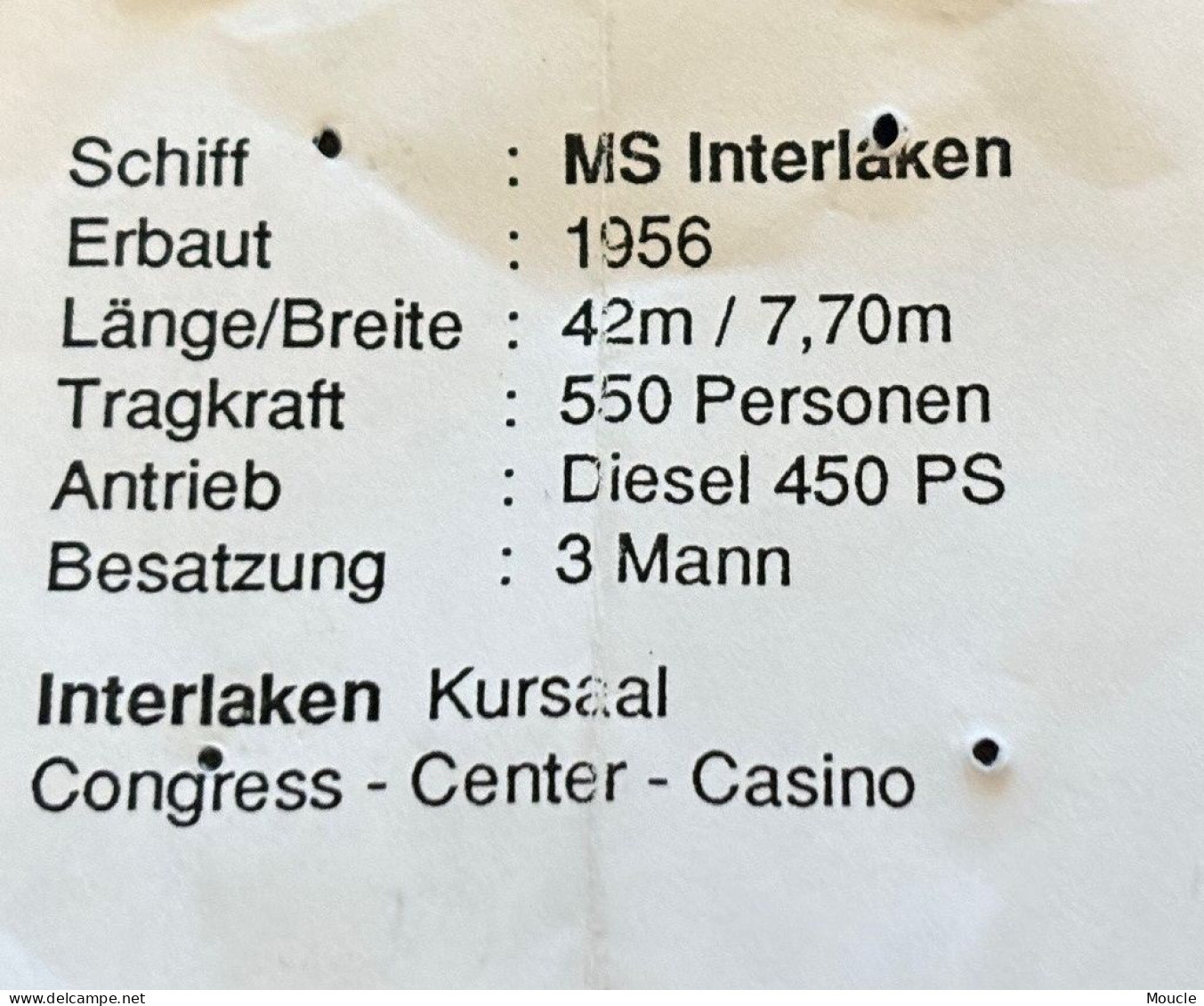 BATEAU - NAVIRE - BOAT - BOOT - BARCA - BARQUE - SCHIFT - MS INTERLAKEN - SUISSE - SCHWEIZ - SWITZERLAND - SVIZZERA -(38 - Boten