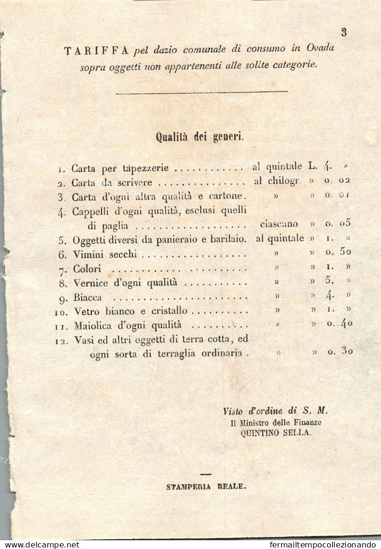 De153 Regio Decreto 1872,autorizza Il Comune Di Ovada,al,a Riscuotere Dazi - Decrees & Laws