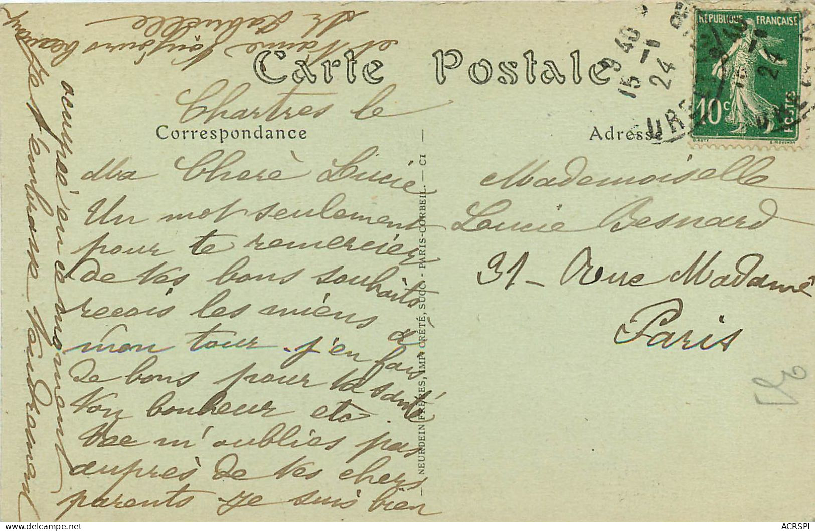 EUR ET LOIR Chartres Monument Eleve à La Memoire De Noel Ballay (scan Recto-verso) KEVREN0321 - Chartres