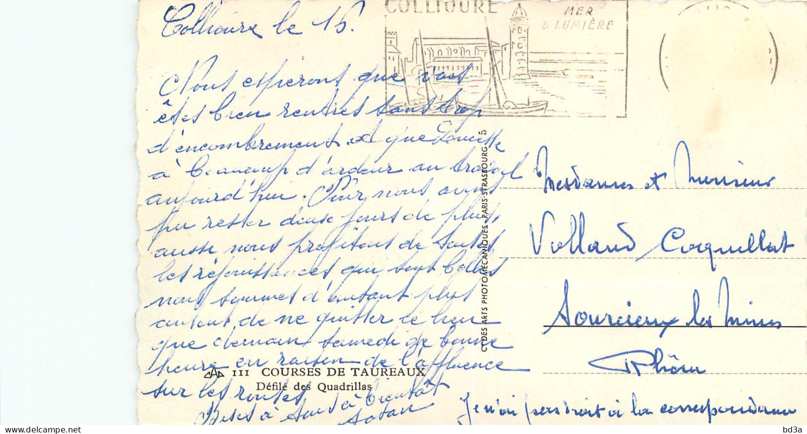 CORRIDA - DEFILE DES QUADRILLES - CACHET COLLIOURE - Corrida