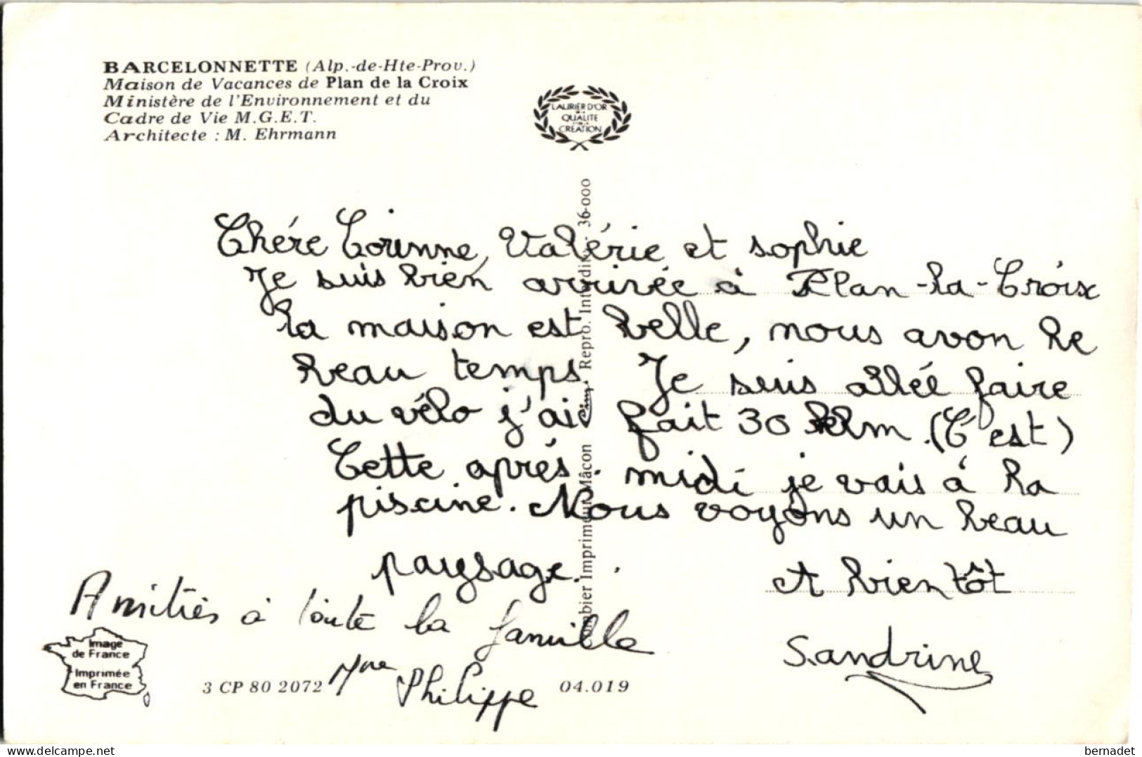 04 . BARCELONNETTE . MAISON DE VACANCES DE PLAN DE LA CROIX   ( Trait Blanc Pas Sur Original ) - Barcelonnette