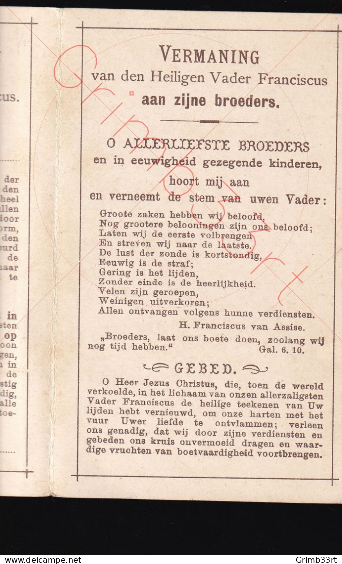 Assenede - WILLEMS - 1911 - Getuigenis Der Opneming En Professie Zusterschap - Autres & Non Classés