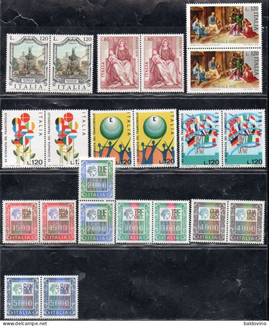 Italia 1978 Annata Completa 42 Valori In Coppia Nuovi (vedi Descrizione) - Années Complètes