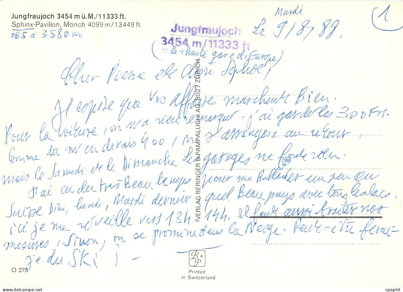CPM Jungfraujoch Sphinx Pavillon Monch - Sphinx