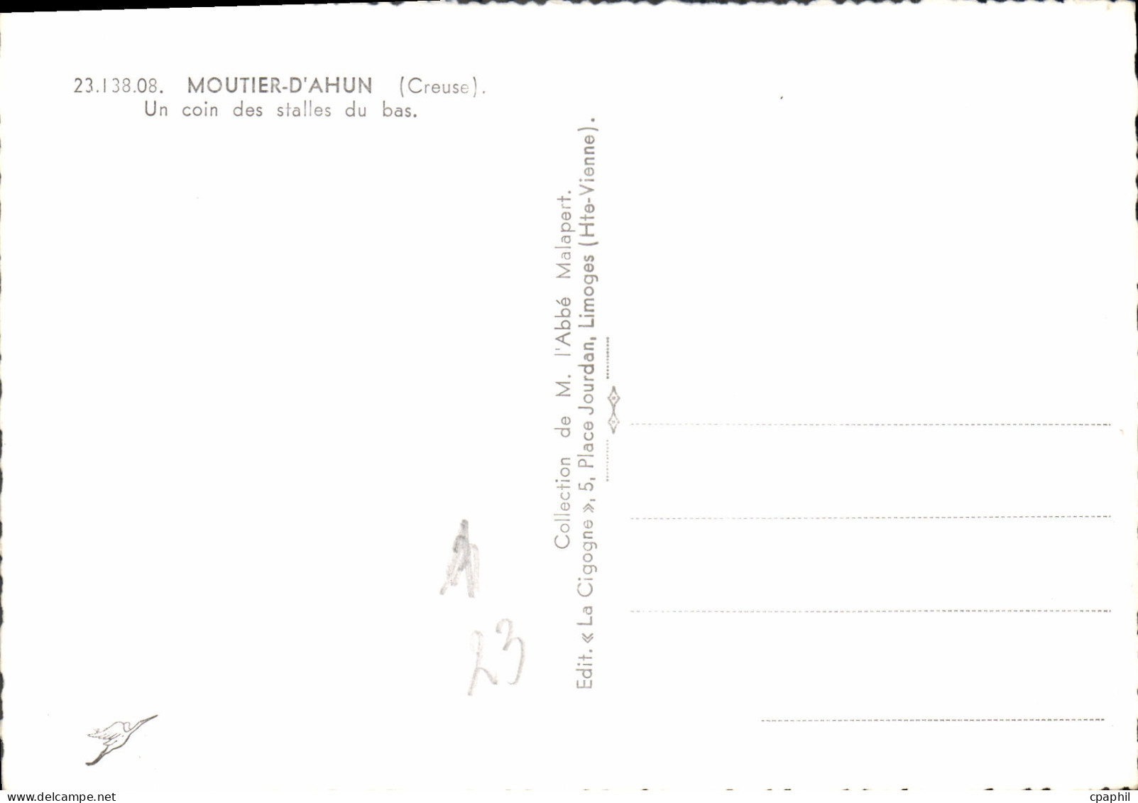 CPM Moutier D'Ahun Creuse Un Coin Des Stalles Du Bas - Moutier D'Ahun