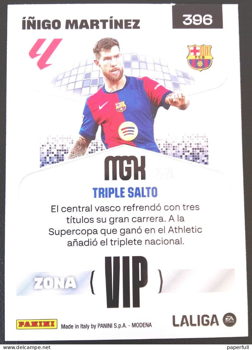 Cromo, Sticker PANINI MGK 2025/26 - Íñigo Martínez, FC Barcelona (ZONA VIP) #396 - Edition Espagnole