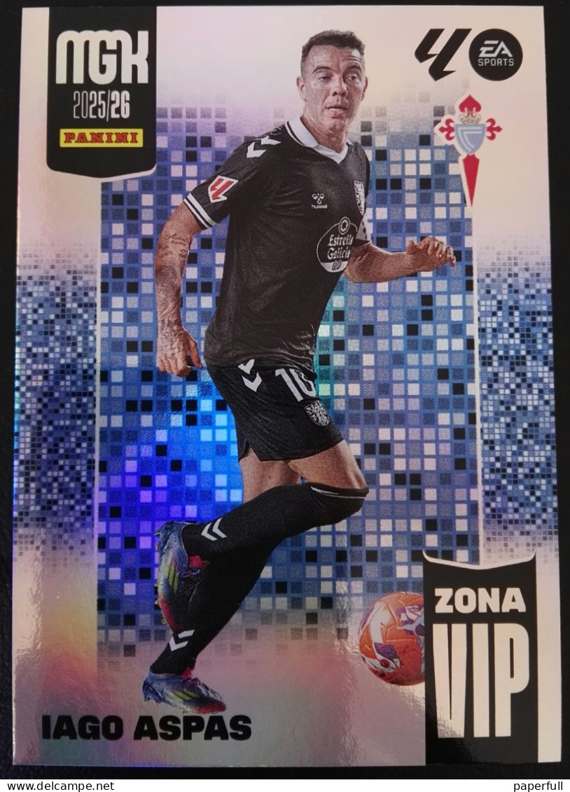 Cromo, Sticker PANINI MGK 2025/26 - Iago Aspas, Celta (ZONA VIP) #395 - Edition Espagnole