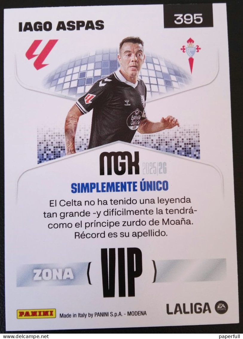 Cromo, Sticker PANINI MGK 2025/26 - Iago Aspas, Celta (ZONA VIP) #395 - Edition Espagnole