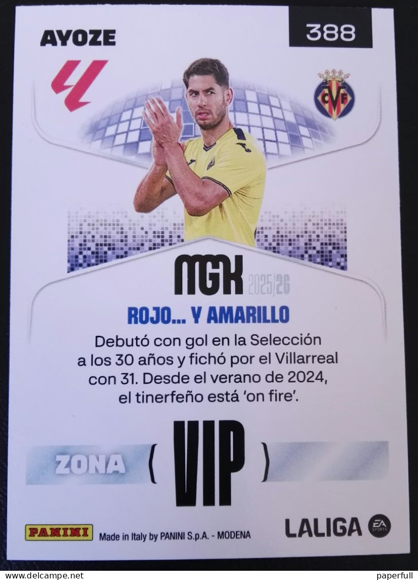 Cromo, Sticker PANINI MGK 2025/26 - Ayoze, Villarreal (ZONA VIP) #388 - Edition Espagnole