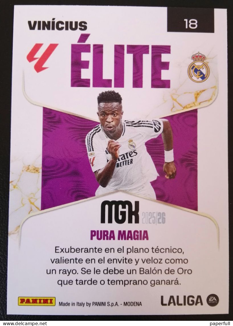 Cromo, Sticker PANINI MGK 2025/26 - Vinícius, Real Madrid (ÉLITE) #18 - Edition Espagnole