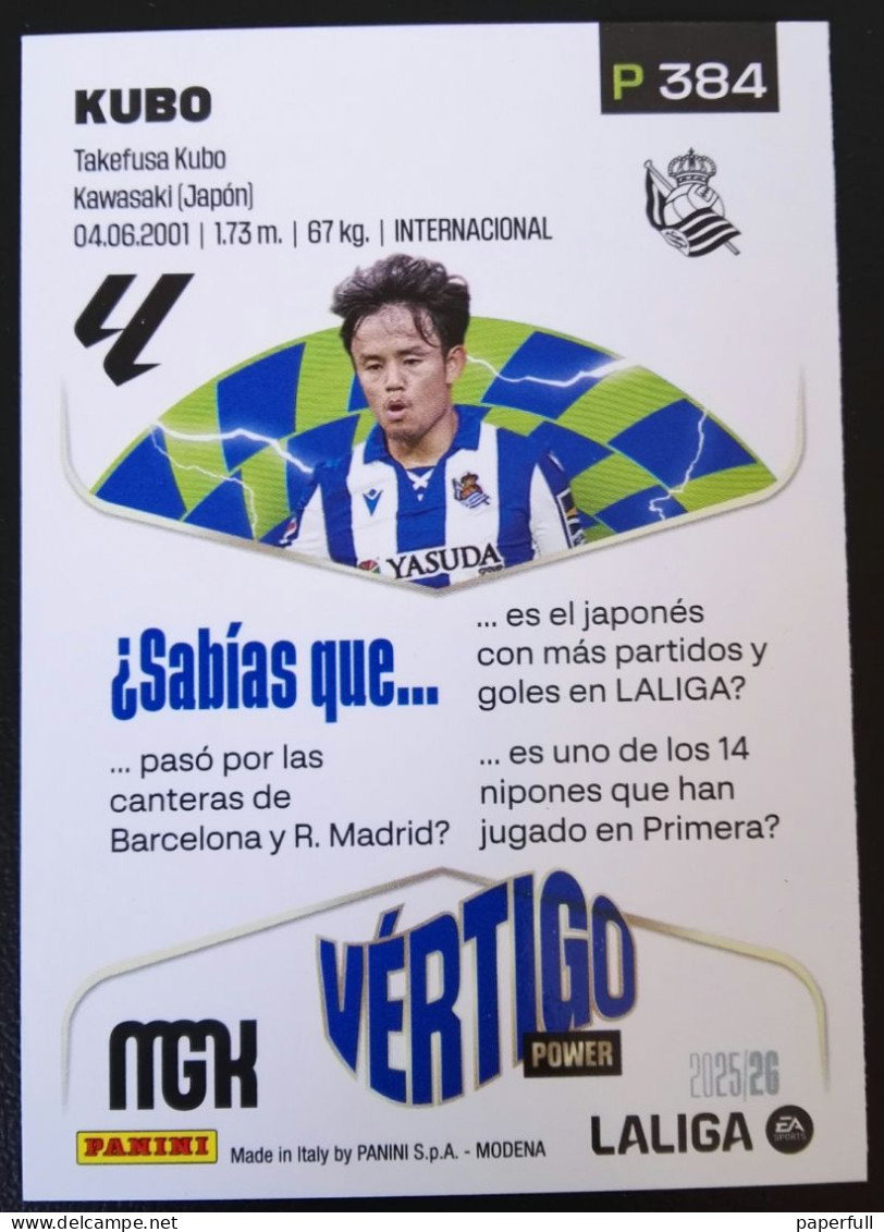Cromo, Sticker PANINI MGK 2025/26 - Kubo, Real Sociedad (VÉRTIGO POWER) #P384 - Edition Espagnole