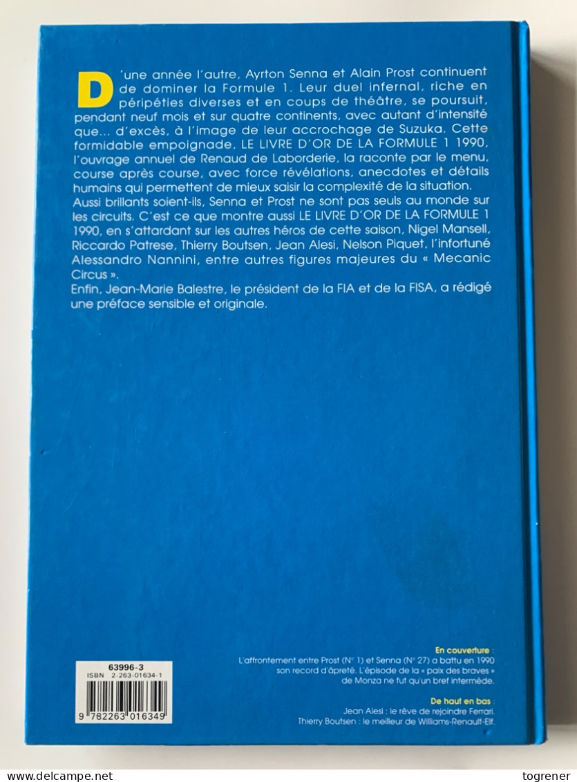Le livre d’or Formule 1 1990 Solar 160 pages Senna Prost Mansell Piquet photos couleurs complet excellent état