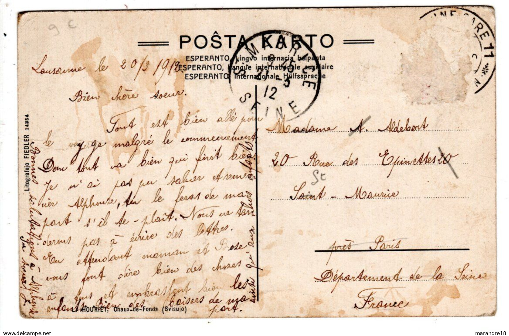 Esperanto , Carte Illustrée Houmet - Esperanto