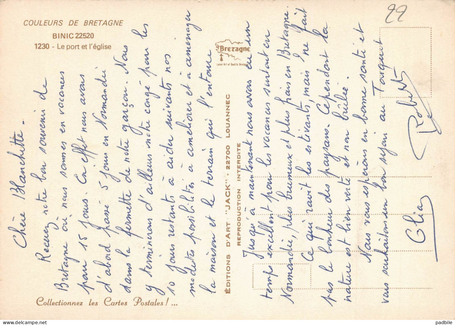 Carte Postale 22. Binic  Très Beau Plan - Binic