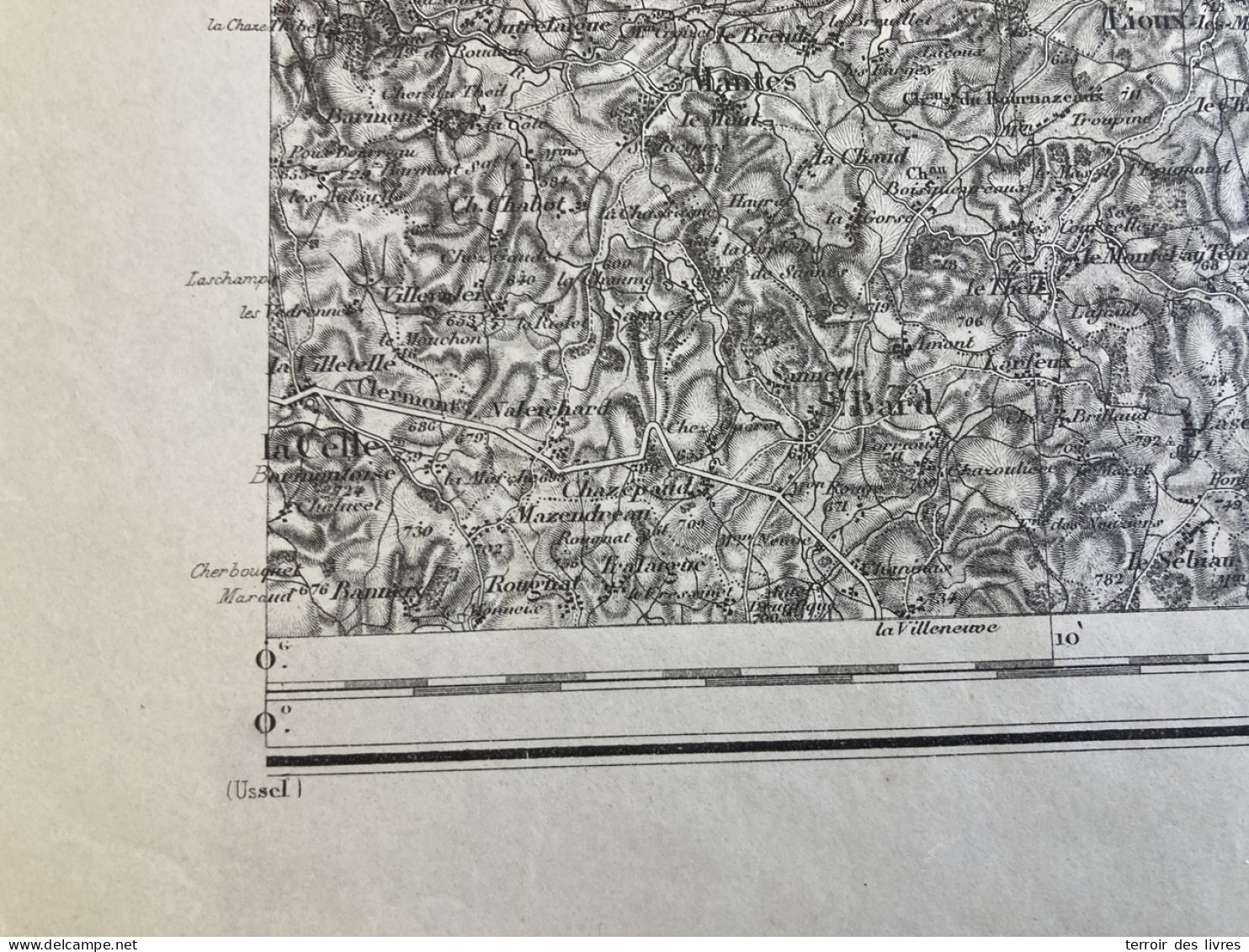 Carte état Major AUBUSSON S.E. 156 1891 DONTREIX MONTEL-DE-GELAT CHARENSAT LES-MARS AUZANCES VERGHEAS CHATELARD LE-COMPA - Geographical Maps