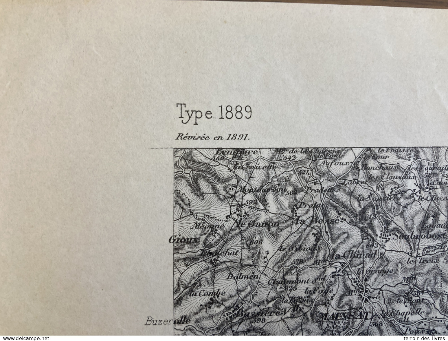 Carte état Major AUBUSSON S.E. 156 1891 DONTREIX MONTEL-DE-GELAT CHARENSAT LES-MARS AUZANCES VERGHEAS CHATELARD LE-COMPA - Geographical Maps