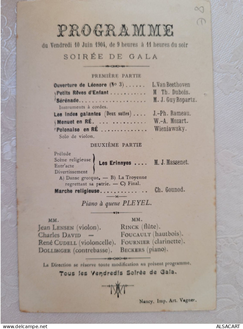 Nancy,  Interieur Du Café Chappellu , Place Stanislas , Dos Programme - Nancy
