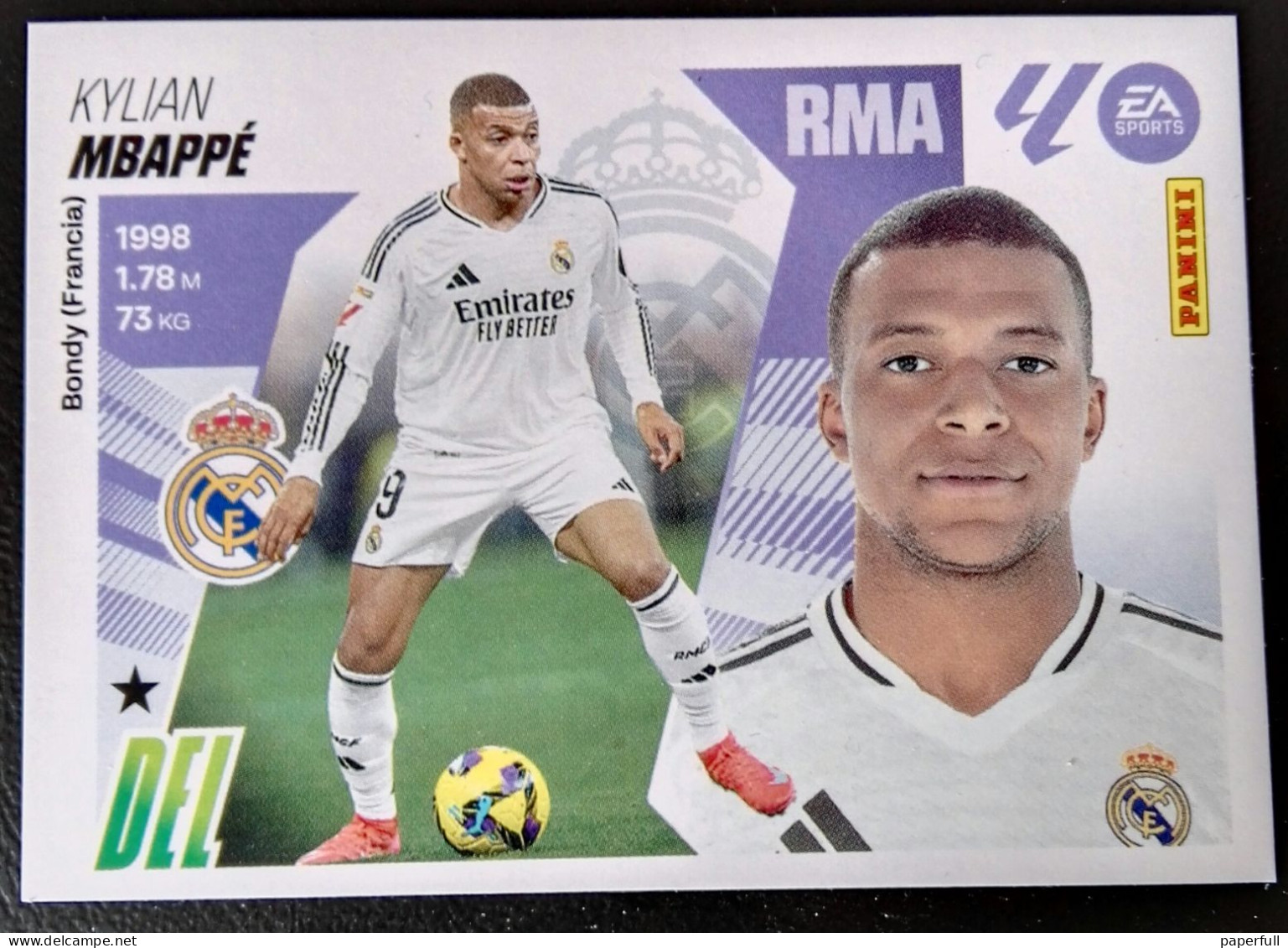Cromo, Sticker PANINI Colecciones ESTE 2025/26 - Kylian Mbappé, Real Madrid #19 - Edition Espagnole
