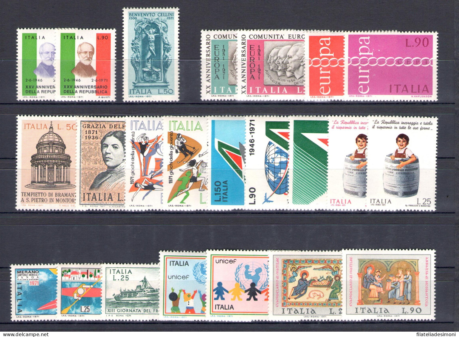 1970-1979 Italia, Annate Complete 378 Valori, Francobolli Nuovi, MNH** - Volledige Jaargang