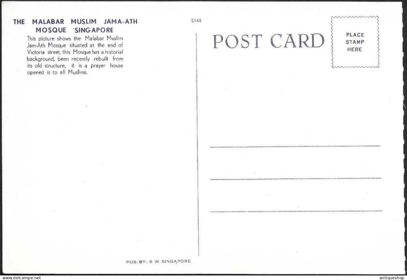 Singapore-----old Postcard - Singapur