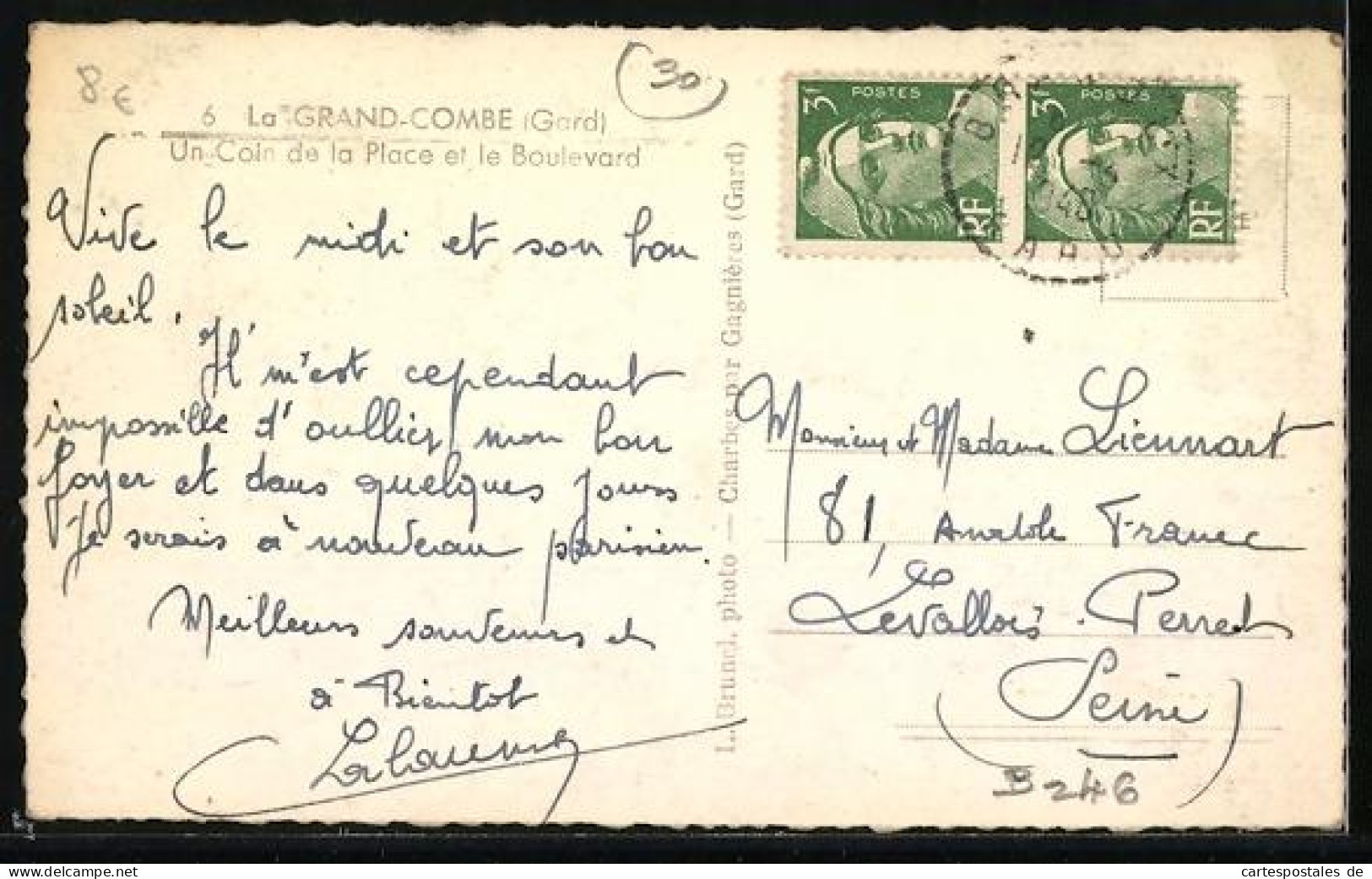 CPA La Grand-Combe /Gard, Un Coin De La Place Et Le Boulevard - La Grand-Combe