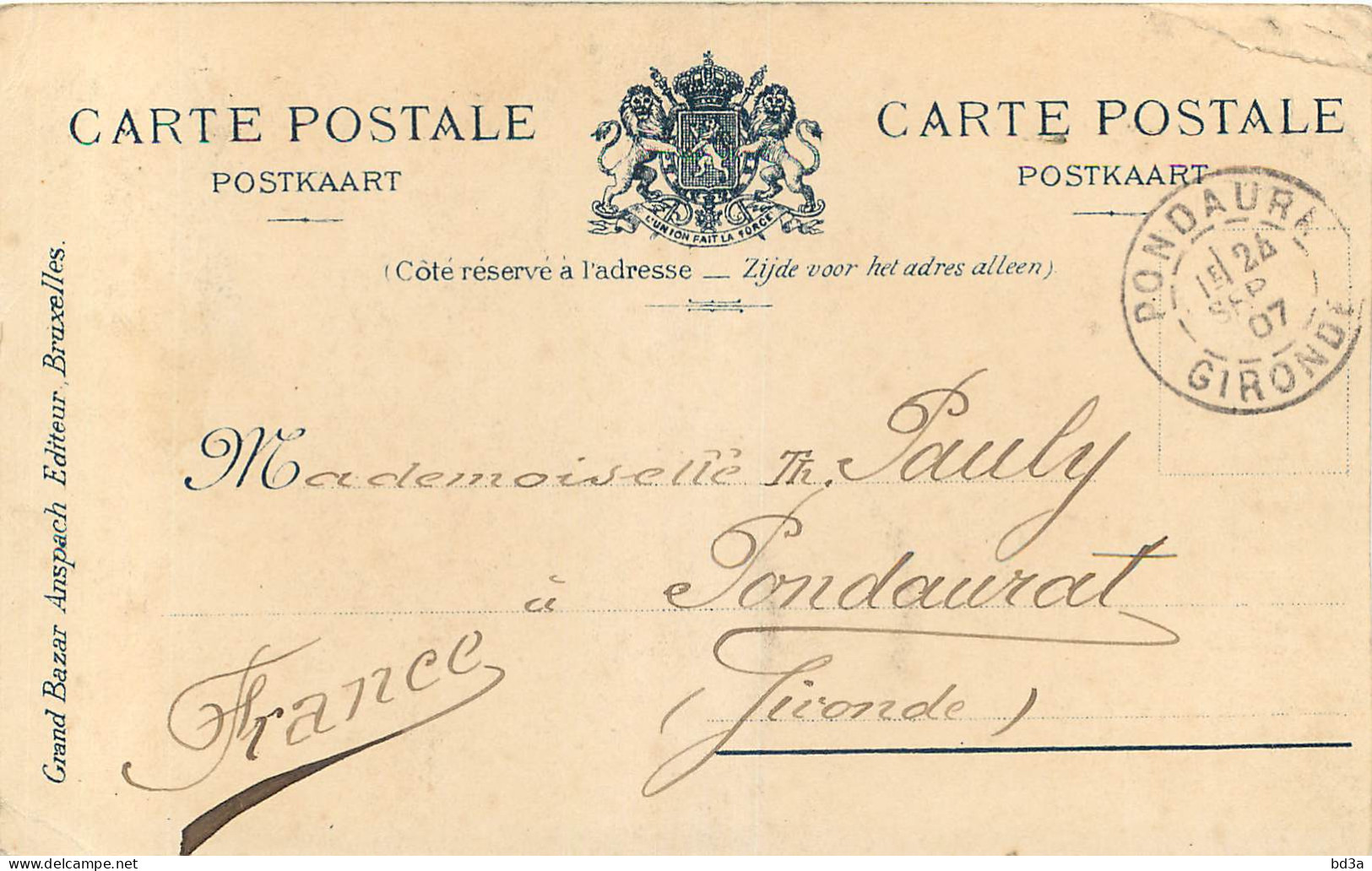 BRUXELLES  LE MONUMENT ANSPACH - Monuments, édifices