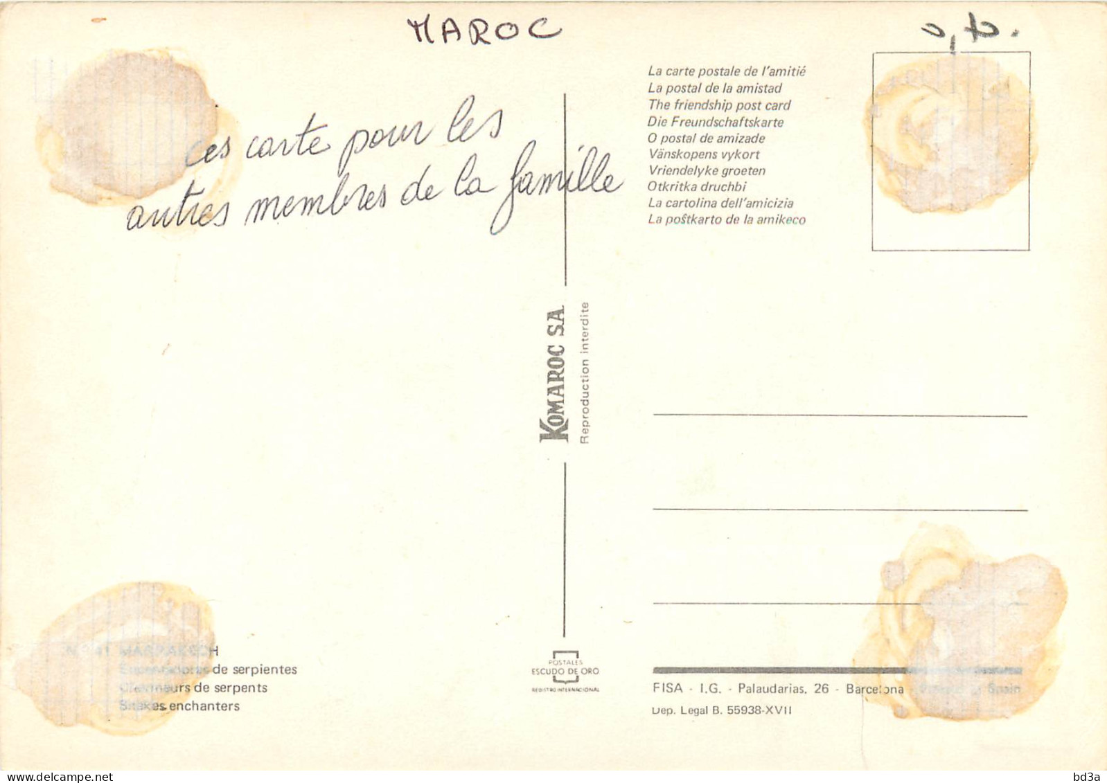 MAROC MARRAKECH CHARMEUR DE SERPENTS - Marrakech