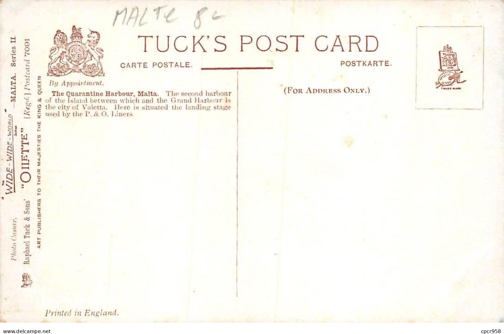 Malte - N°89389 - Quarantine Harbour - Malta