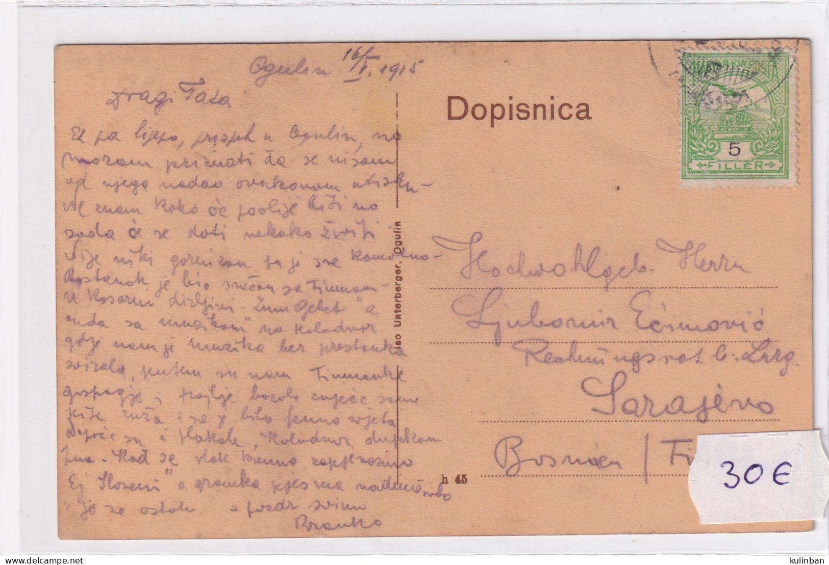 Croatia, OGULIN 1915 - Kroatien