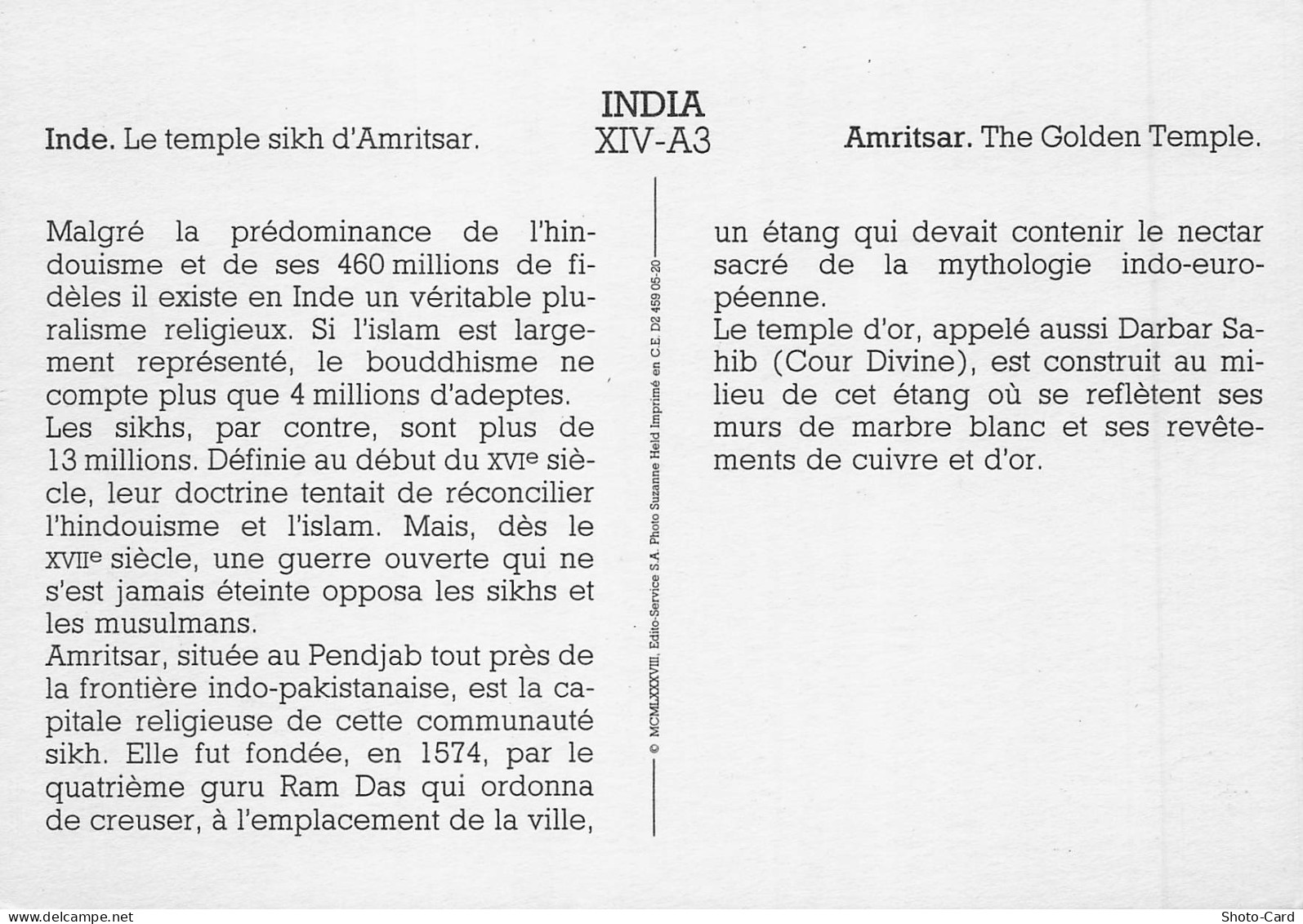 INDE AMRITSAR LE TEMPLE D OR - Indien