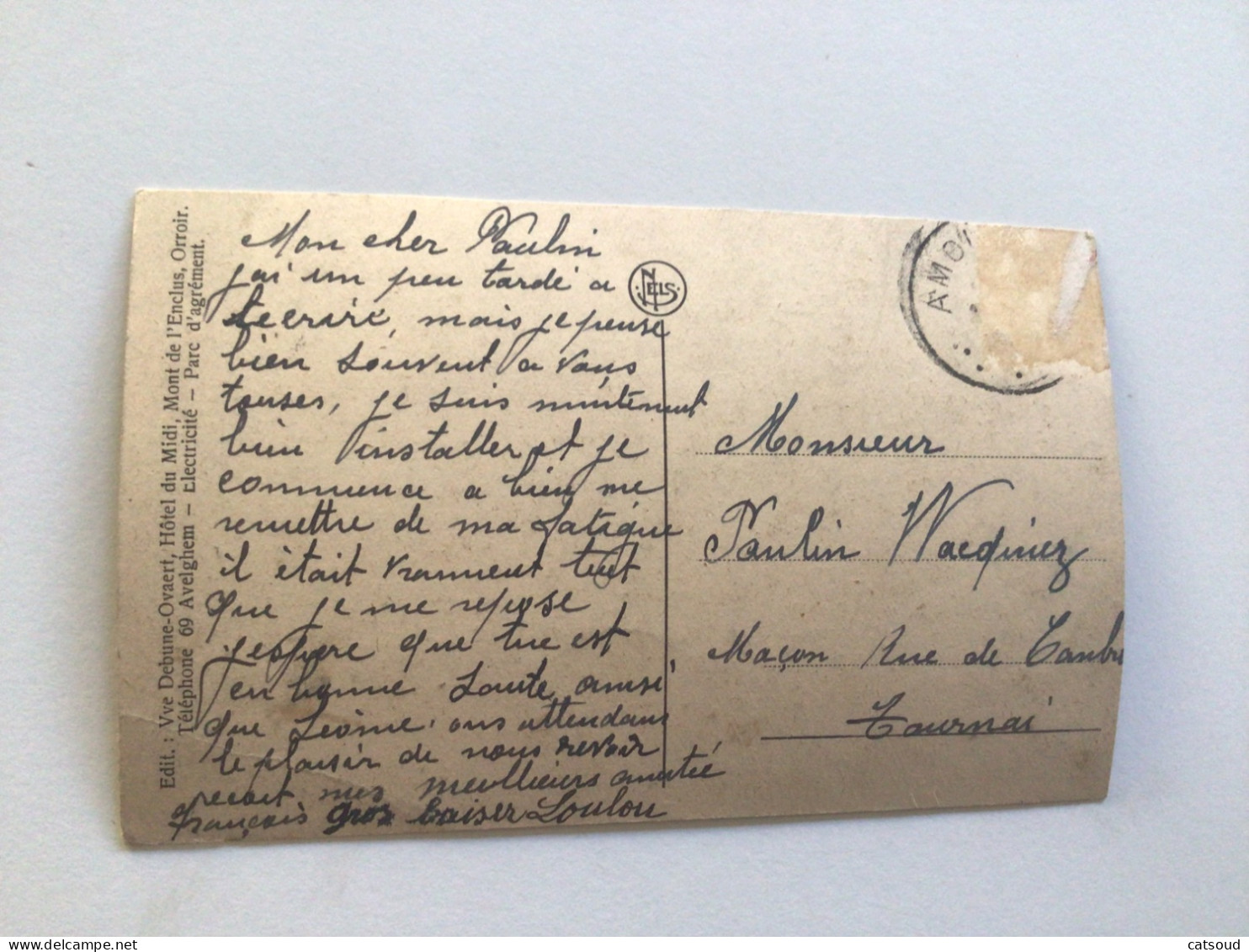 Carte Postale Ancienne Orroir - Mont De L’Enclus Hôtel Du Midi  Debune-Ovaert - Kluisbergen