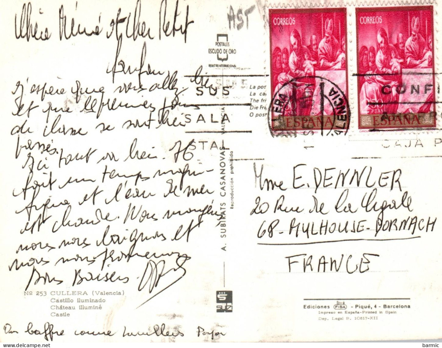 CULLERA, CASTILLO ILUMINADO  COULEUR  REF 42062 - Valencia