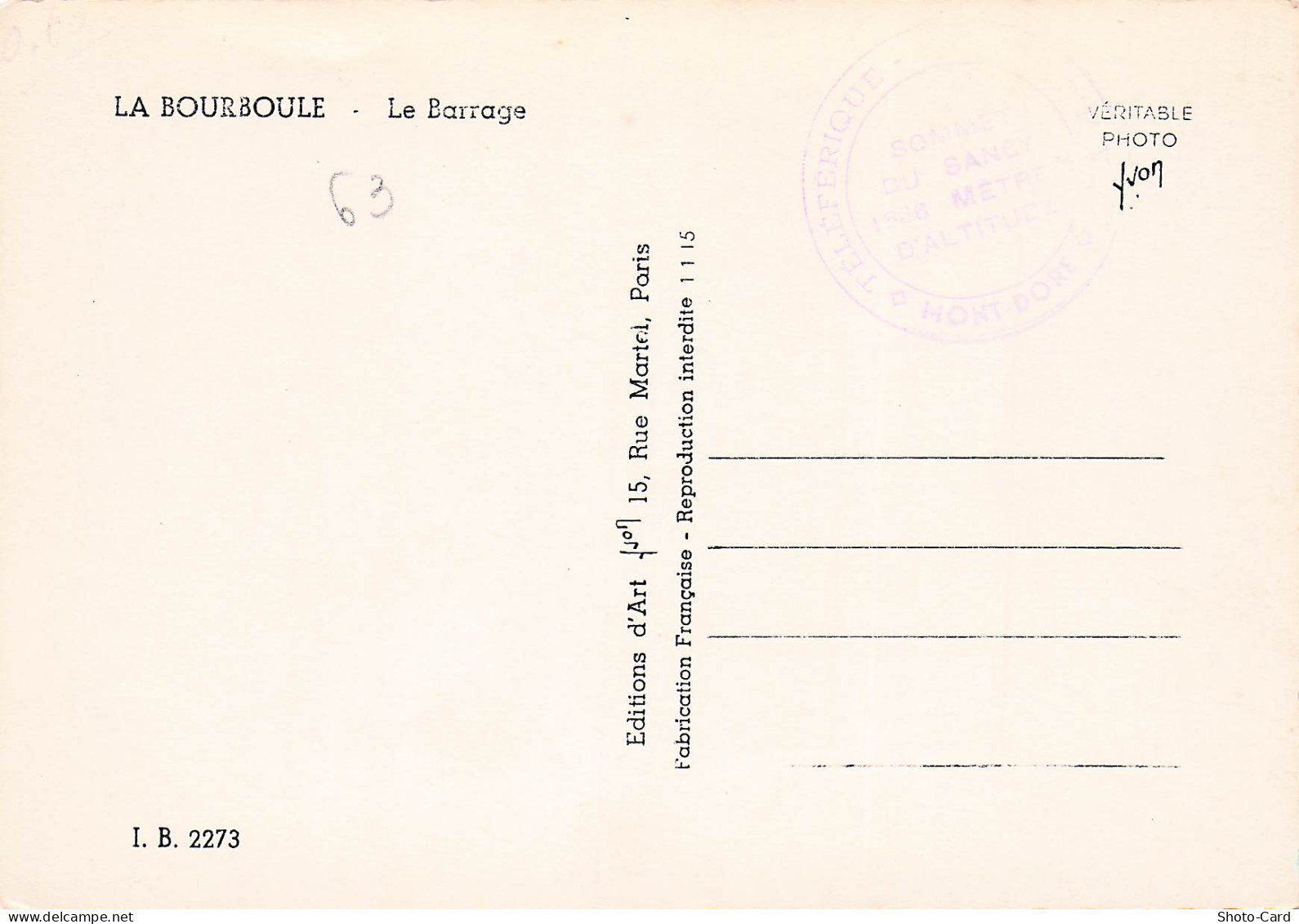 63 LA BOURBOULE LE BARRAGE - La Bourboule